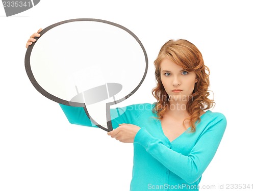 Image of teenage girl with blank text bubble