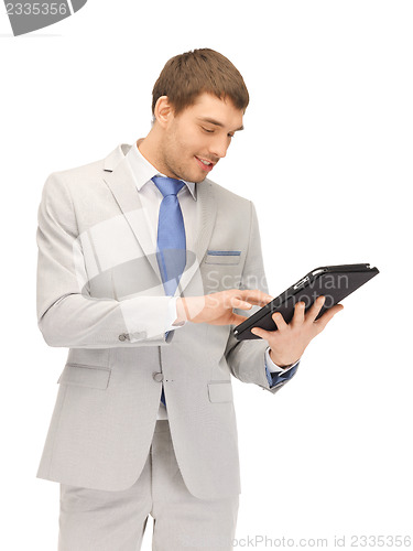 Image of happy man with tablet pc computer