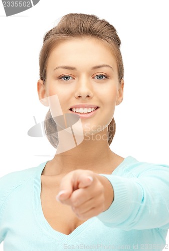 Image of businesswoman pointing her finger