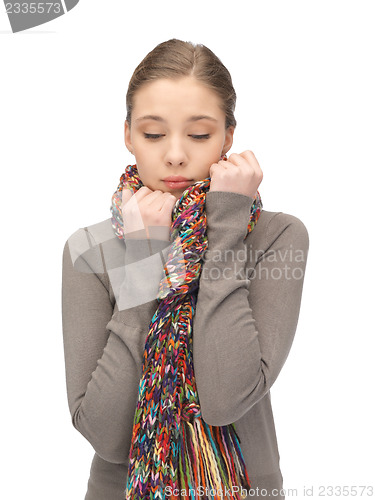 Image of sad woman in muffler