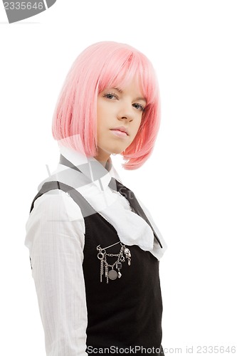 Image of lovely schoolgirl with pink hair