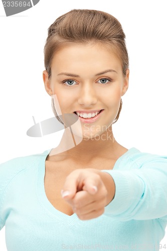 Image of businesswoman pointing her finger