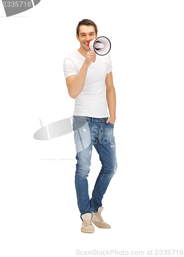 Image of handsome man with megaphone