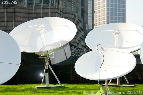 Image of parabolic satellite dish receivers