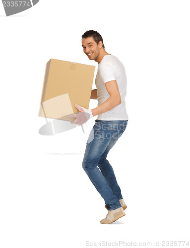 Image of handsome man with big box