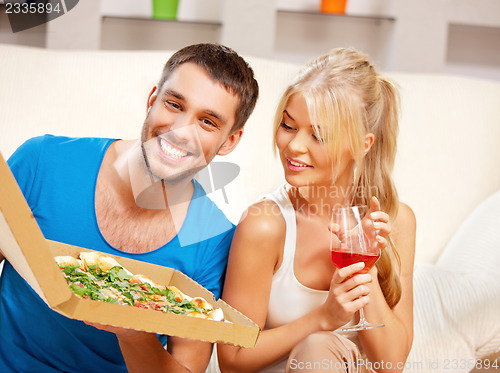 Image of romantic couple having dinner