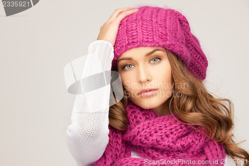 Image of beautiful woman in winter hat