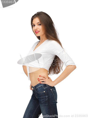Image of beautiful woman in casual clothes