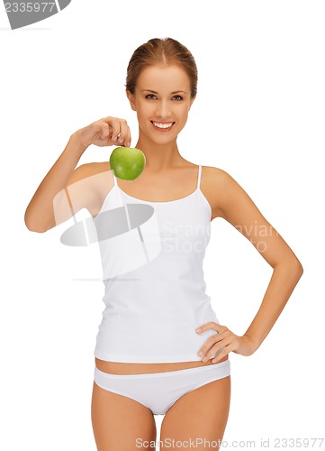 Image of woman with green apple