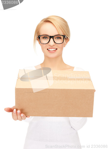 Image of woman with cardboard box
