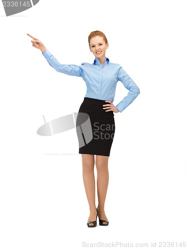 Image of stewardess pointing her finger