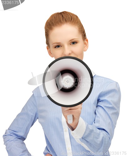 Image of happy woman with megaphone