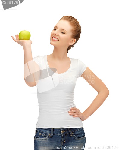 Image of teenage girl with green apple