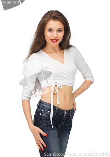 Image of beautiful woman in casual clothes
