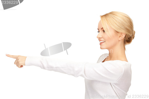 Image of businesswoman pointing her finger