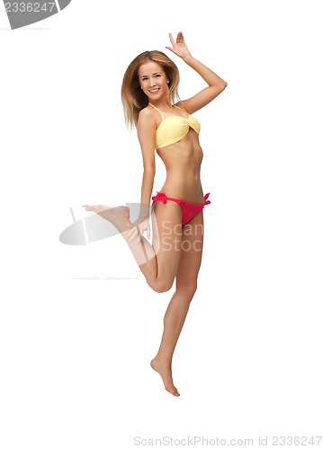 Image of picture of jumping woman in bikini