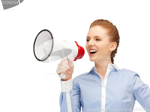 Image of happy woman with megaphone