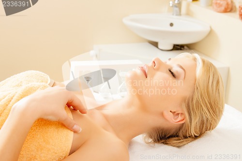 Image of beautiful woman in spa salon