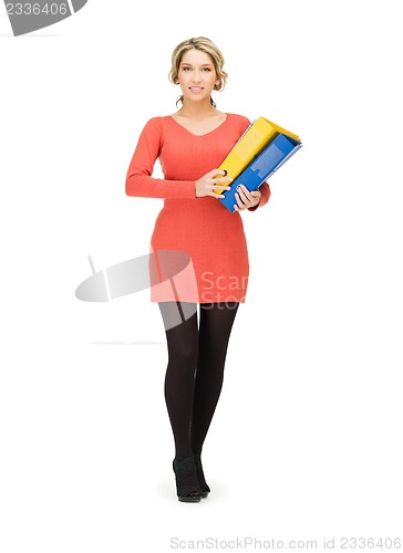Image of happy woman with folder
