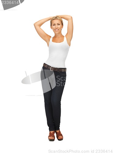 Image of woman in blank white t-shirt
