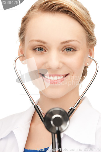 Image of attractive female doctor with stethoscope