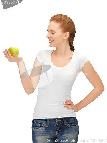 Image of teenage girl with green apple