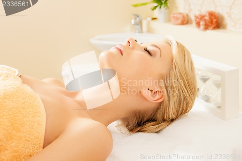 Image of beautiful woman in spa salon