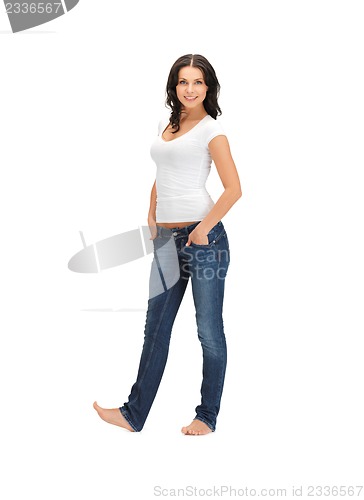 Image of woman in blank white t-shirt
