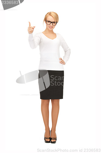 Image of businesswoman pointing her finger