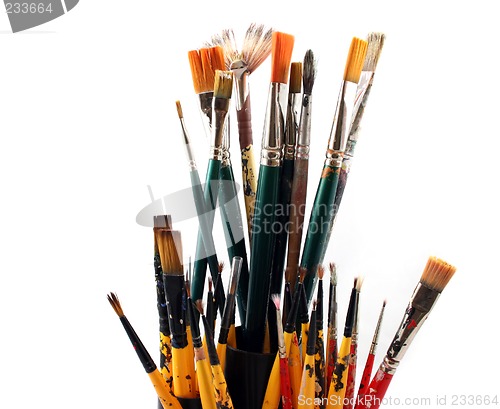 Image of PaintBrushes on a white Background - Close up