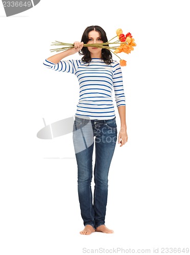 Image of beautiful woman with flowers