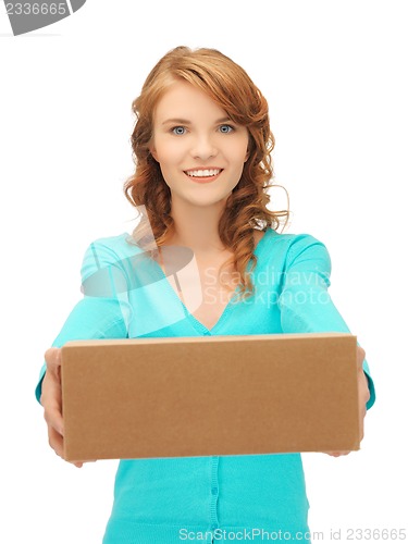 Image of teenage girl with cardboard box