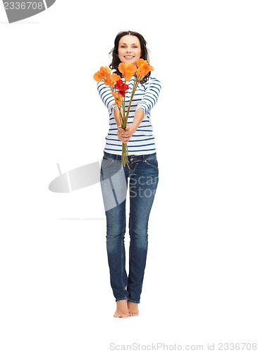 Image of beautiful woman with flowers