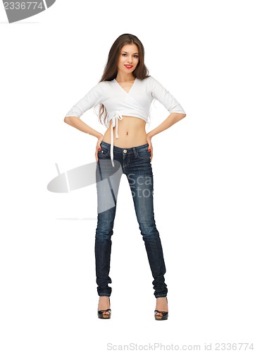 Image of beautiful woman in casual clothes