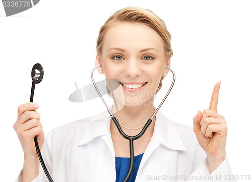 Image of attractive female doctor with stethoscope