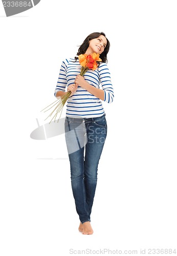 Image of beautiful woman with flowers