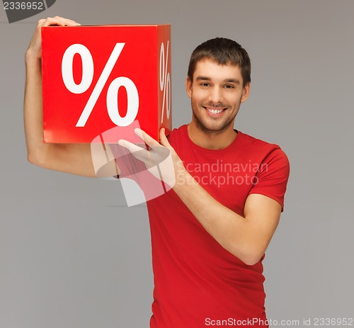 Image of man with percent sign