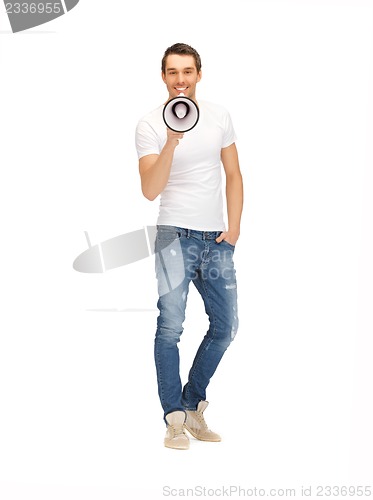 Image of handsome man with megaphone