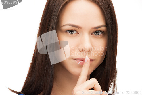 Image of picture of woman with finger on lips