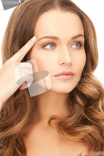 Image of pensive woman with long hair