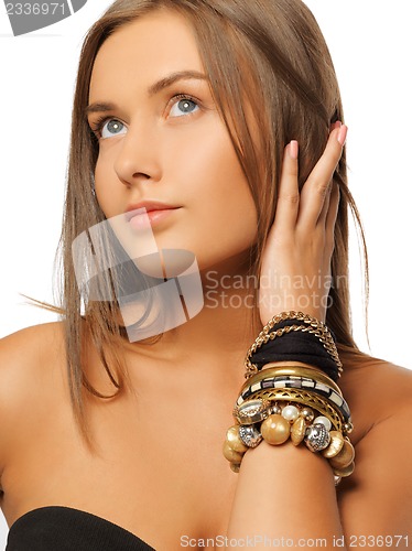 Image of beautiful woman with bracelets