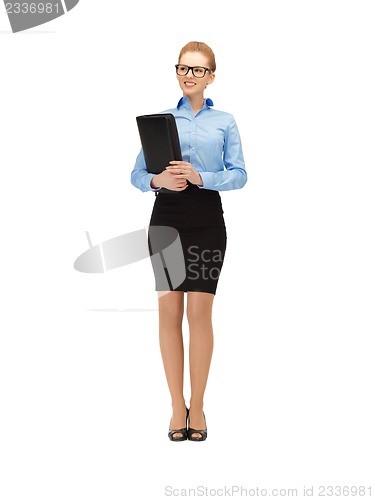 Image of happy woman with folder