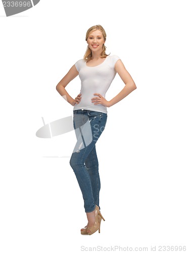 Image of woman in blank white t-shirt