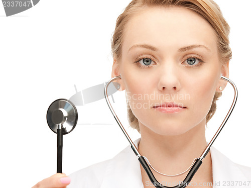 Image of attractive female doctor with stethoscope