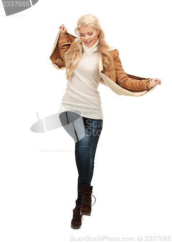 Image of woman in sheepskin jacket