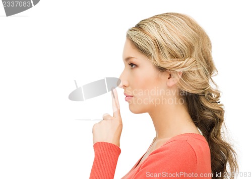 Image of picture of woman with finger on lips