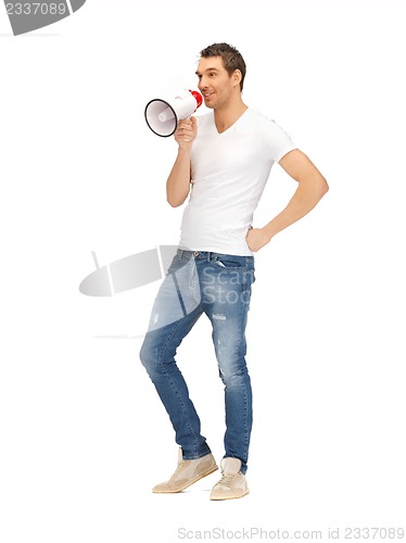 Image of handsome man with megaphone
