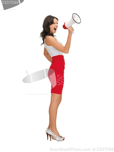 Image of angry woman with megaphone