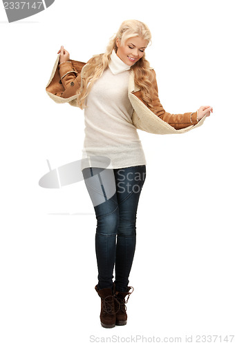 Image of woman in sheepskin jacket