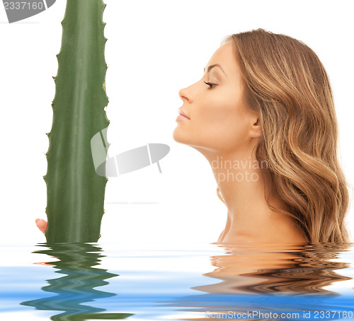 Image of lovely woman with aloe vera